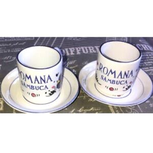🛒Vintage 2 Sets Romana Sambuca Expresso Demitasse Cups & Saucers 4 Pieces Italy